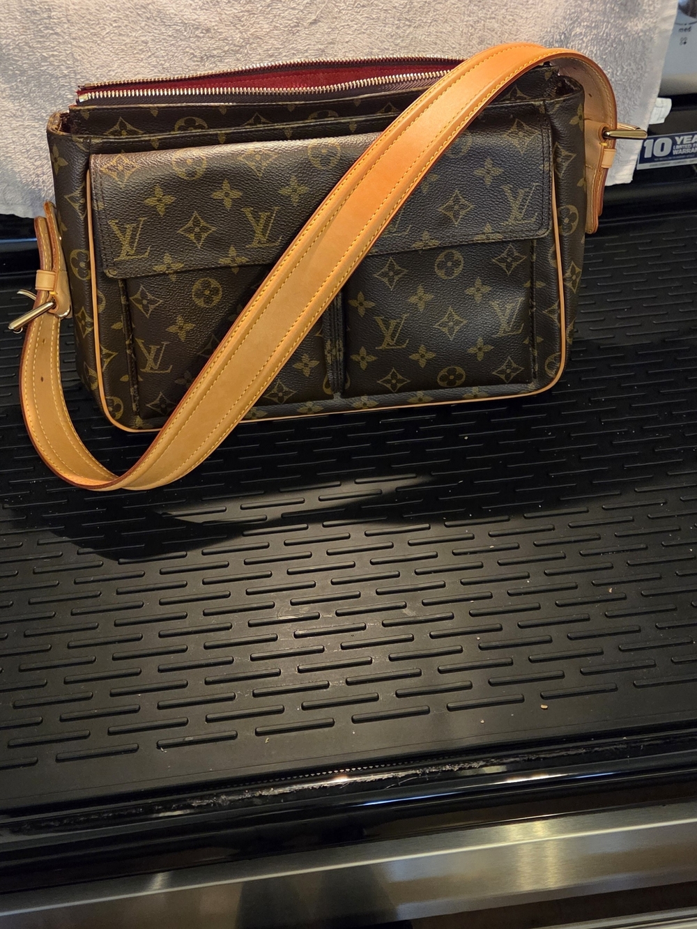 Louis Vuitton Brown Monogram Crossbody Bag with Tan Strap